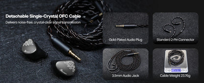 Auriculares HiFi IEM Linsoul Kiwi Ears Cadenza II con driver dinámico de titanio de 10mm, KARS 2.0 y cable desmontable