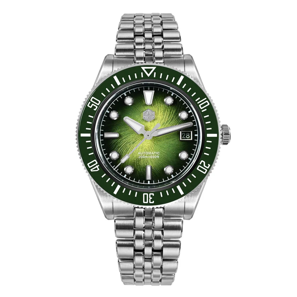 San Martin 37.5mm 40mm Enamel Spiral Vortex Dial Men Luxury Diver Watch Miyota 9015 Automatic Mechanical Waterproof 200m SN0148