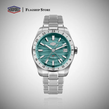 HEROFORCE Business Quartz Watch Men Clock GMT Date Luxury Man Wristwatch Waterproof Luminous Stainless Steel Men's Watches Reloj