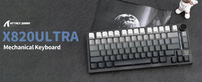 ATTACK SHARK X820 Ultra Wireless Mechanical Keyboard with TFT Smart Display & Knob, 75% Hot Swappable, BT/2.4G/Wired,Gift Switch