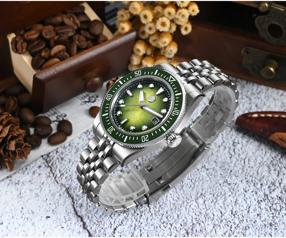 San Martin 37.5mm 40mm Enamel Spiral Vortex Dial Men Luxury Diver Watch Miyota 9015 Automatic Mechanical Waterproof 200m SN0148