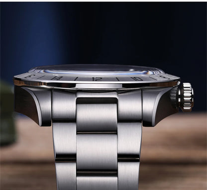 ADDIESDIVE New Luxury Men's Watch 200 Waterproof Stainless Steel Quartz Watch BGW9 Super Blue Luminous GMT Stainless Steel Watch