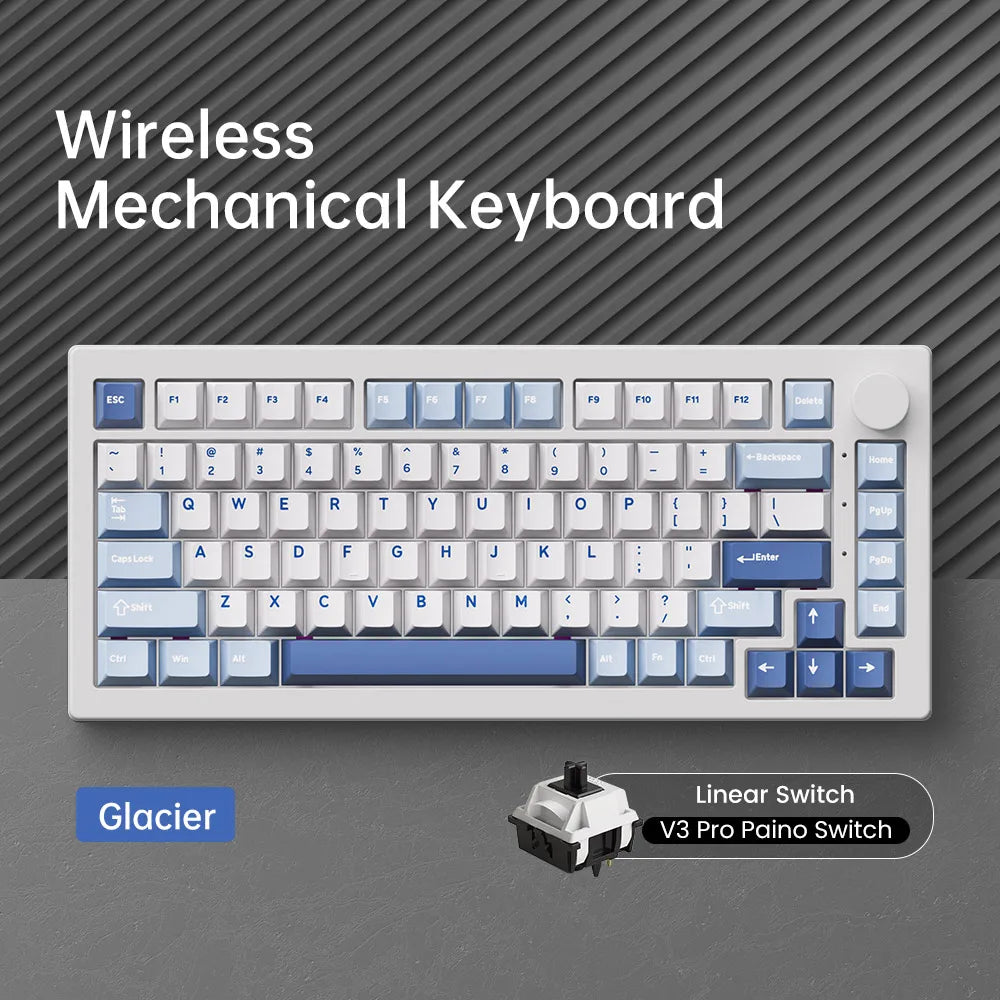 Teclado Akko 5075 V3 75% ANSI-US con rueda de volumen, hot-swappable, RGB, USB Type-C/2.4g y BT5.0, trimodo, teclado mecánico gaming personalizado