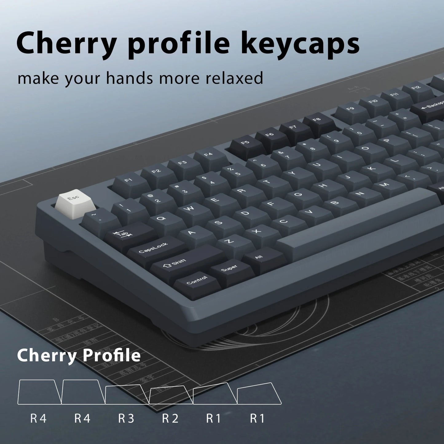 KBDiy 174 teclas/set teclas PBT GMK Apollo Double Shot minimalistas perfil ISO Cherry para teclado mecánico gaming, compatibles con MX