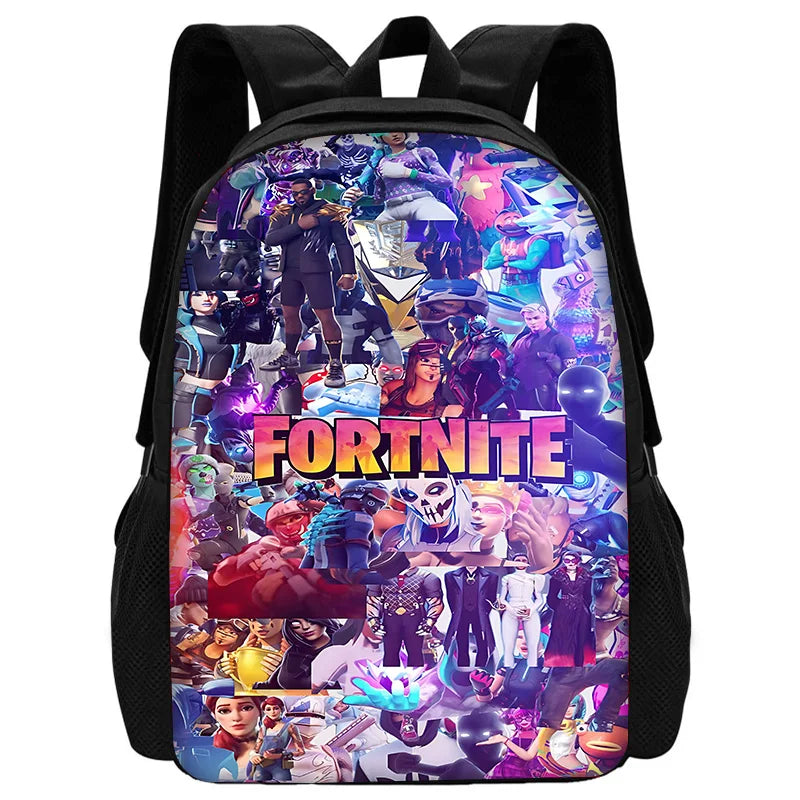 Mochila escolar infantil con bolso de hombro y estuches para lápices, bolsas escolares con diseño de juego popular F-FortniteS para niños y niñas, el mejor regalo