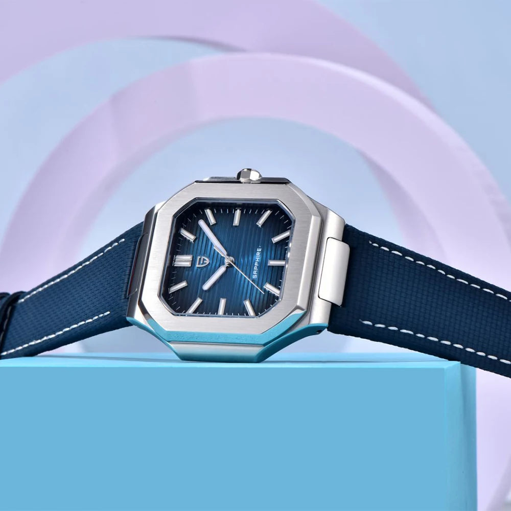 Reloj de lujo cuadrado de cuarzo PAGANI DESIGN 2026 para hombre, cristal de zafiro AR, movimiento japonés, luminoso, acero 316L completo