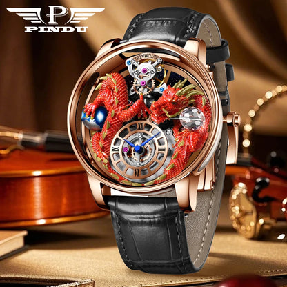 Orologio da uomo PINDU Design 2025 nuovo, Diamond Tourbillon, brand di lusso Astronomia, al quarzo, vetro zaffiro, impermeabile