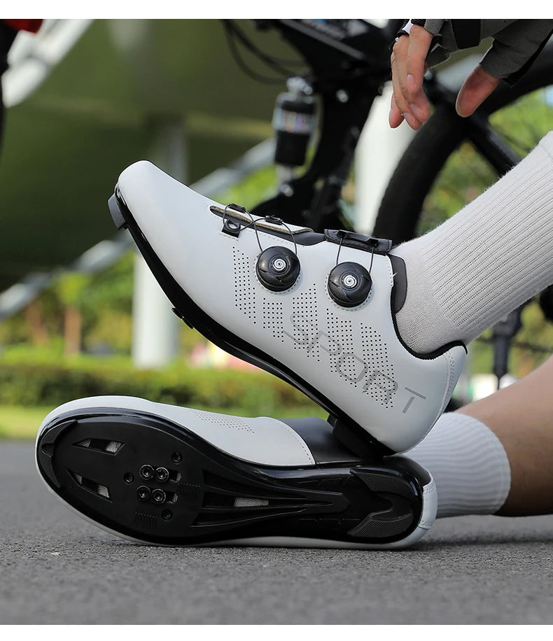 Zapatillas de ciclismo ultraligeras, transpirables y ligeras, con suelas rígidas compatibles con SPD para entrenamiento y competición en bicicleta de carretera y montaña