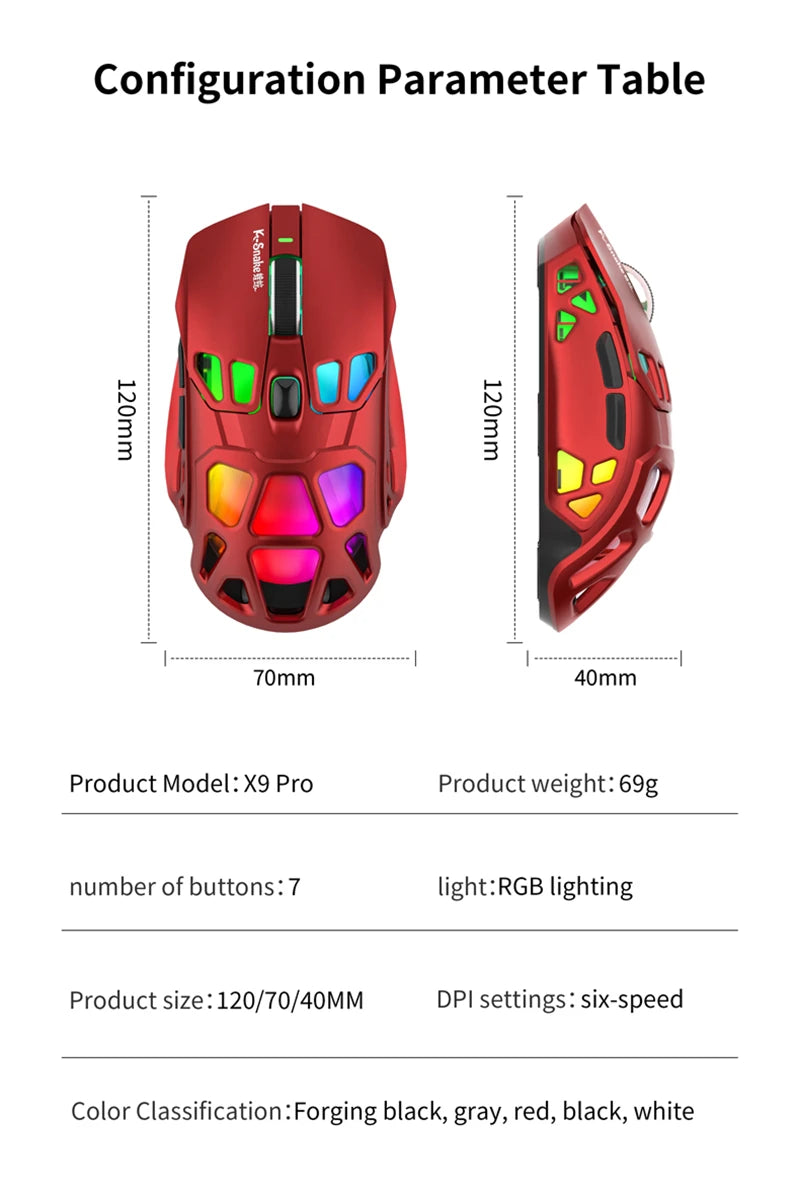 Lenovo Tri-Mode -kevyt pelihiiri RGB-lataustelakalla, 12000DPI, 2.4G/Bluetooth/langallinen ergonominen hiiri PC:lle ja kannettavalle tietokoneelle