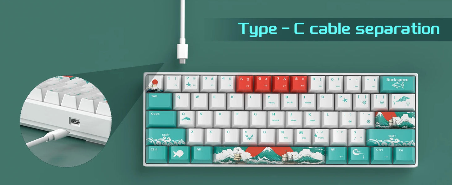 Tastiera gaming meccanica MageGee 60%, RGB, completamente hot-swappable, switch personalizzati, mini tastiera da ufficio a 61 tasti per laptop Win/Mac
