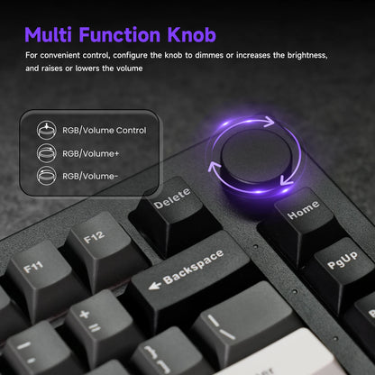 Teclado Akko 5075 V3 75% ANSI-US con rueda de volumen, hot-swappable, RGB, USB Type-C/2.4g y BT5.0, trimodo, teclado mecánico gaming personalizado