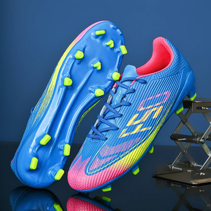 Nouvelles chaussures de football AG FG pour hommes, tige en PU flexible, crampons en caoutchouc résistant, pour adultes, pour les compétitions de football en extérieur.
