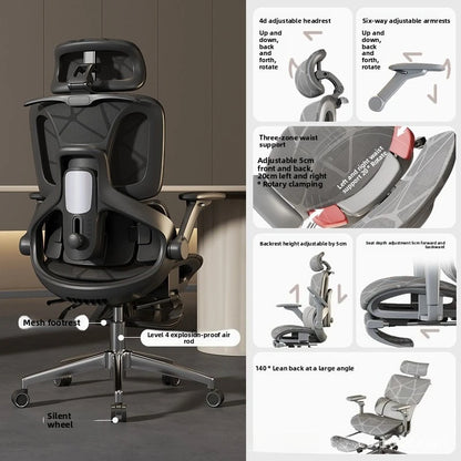 Sedia da ufficio e gaming ergonomica Air Titan Full Mesh per computer, con supporto lombare a tre zone e design ad alta ventilazione per scrivania da studente