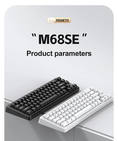 FREEWOLF M68SE 68% Mini Wired Keyboard RGB Backlit Silent Mechanical Feel Type-C Detachable Cable for PC Mac