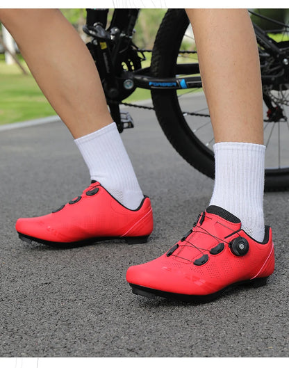 Zapatillas de ciclismo para hombre y mujer, para bicicletas de carretera, competición y carrera, con sistema automático de bloqueo, zapatillas deportivas de ciclismo de velocidad compatibles con calas SPD