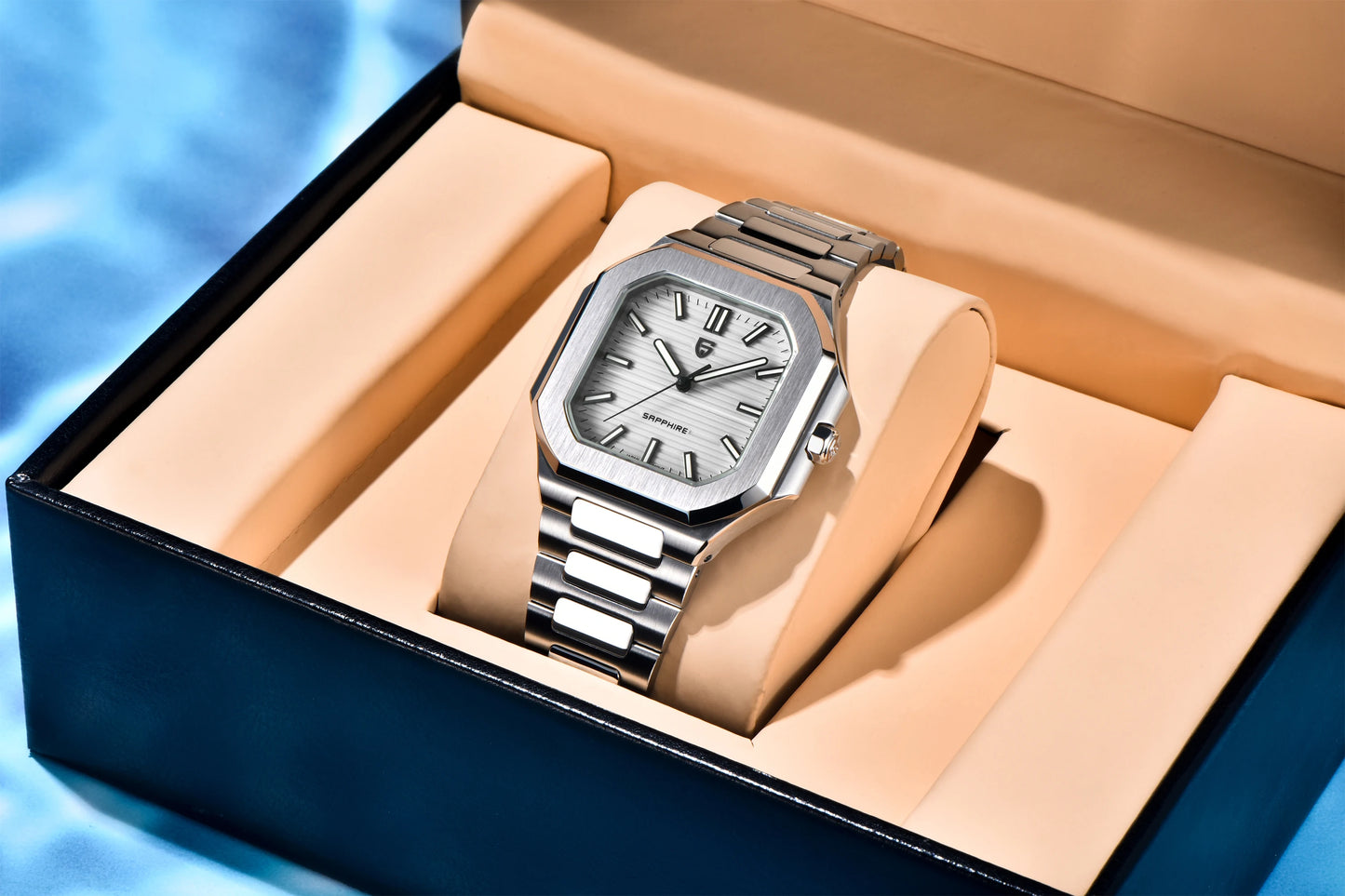 Reloj de lujo cuadrado de cuarzo PAGANI DESIGN 2026 para hombre, cristal de zafiro AR, movimiento japonés, luminoso, acero 316L completo