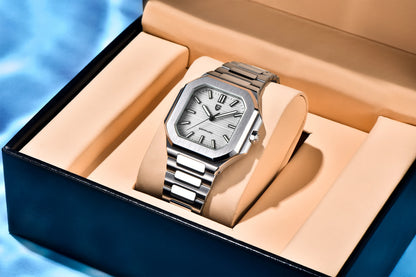 Reloj de lujo cuadrado de cuarzo PAGANI DESIGN 2026 para hombre, cristal de zafiro AR, movimiento japonés, luminoso, acero 316L completo