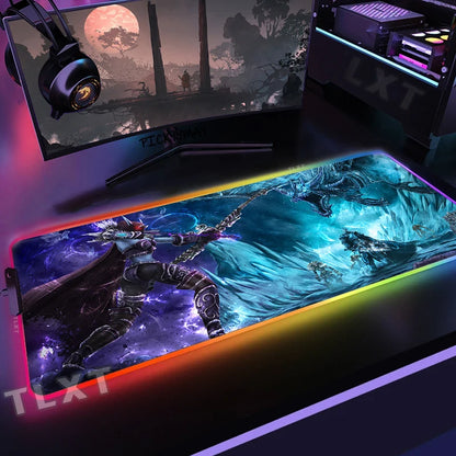 World Of Warcraft RGB Mousepad Large Gaming Mousepads Luminous Mouse Pad WOW Big Desk Pad LED Mouse Mat Backlit Keyboard Mats