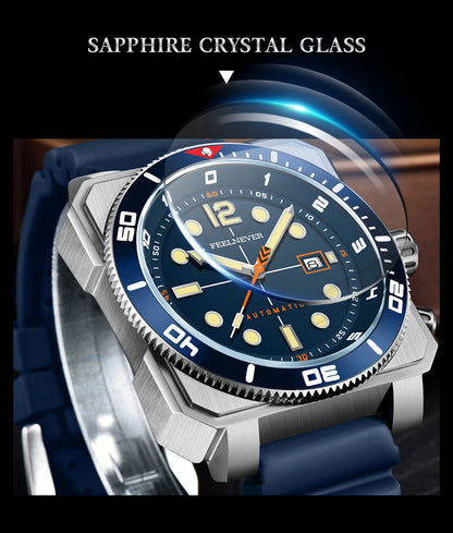 Orologio subacqueo automatico FeelNever 8215 da uomo, super luminoso, in acciaio 316, con vetro zaffiro, orologio sportivo meccanico maschile