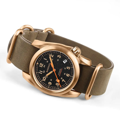 Boderry VOYAGER Field Watches Bronze Case Automatic For Seiko NH35 Watch 100M Waterproof Clock Military Vintage Wristwatch Mens