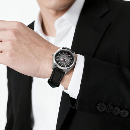 Montre pour homme BERNY – Montre à quartz élégante et classique, étanche à 10 ATM, dotée d'un verre saphir et d'aiguilles luminescentes, idéale pour une tenue habillée ou professionnelle, avec bracelet en cuir.