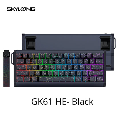Teclado magnético SKYLOONG GK61/GK68 HE con carcasa de aluminio, 8000hz, RT0.01mm, activación rápida, teclas PBT, retroiluminación RGB y conexión por cable para gaming