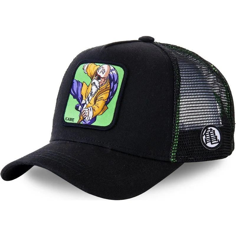 Dragon Ball Buu Goku-kasket – sommerrejse-kasket med skygge til mænd, broderet, hiphop-stil, solskærm, justerbar trucker-meshkasket