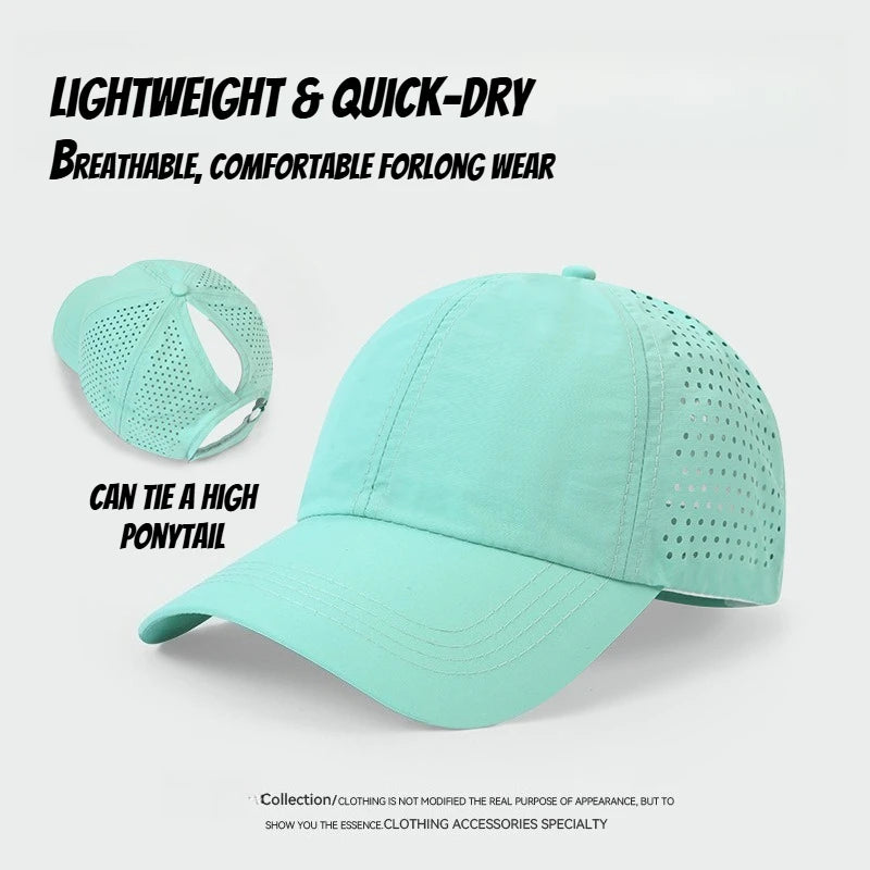 1pc Quick Drying Tongue Baseball Caps for Women Summer Protection Breathable Mesh Breathable Cap Stylish Adjustable Ponytail Hat