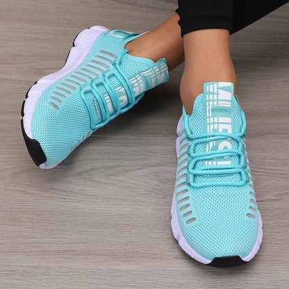 Zapatillas deportivas de mujer de malla, ligeras, con suela suave, correa para jogging, transpirables, de moda, para caminar, deportivas informales, de tenis, planas, para hombre
