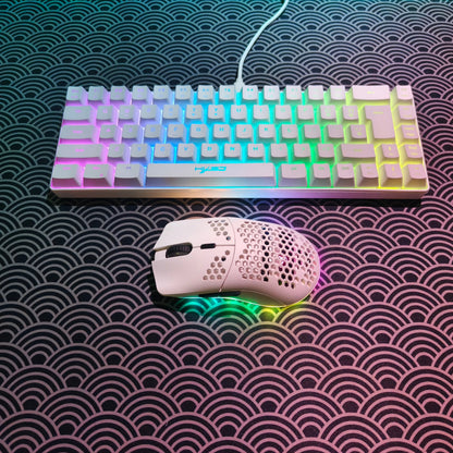 Conjunto gaming portátil HXSJ 60% RGB de teclado y ratón: teclado de membrana con cable de 68 teclas y ratón inalámbrico ligero de 3 modos para PC y Mac