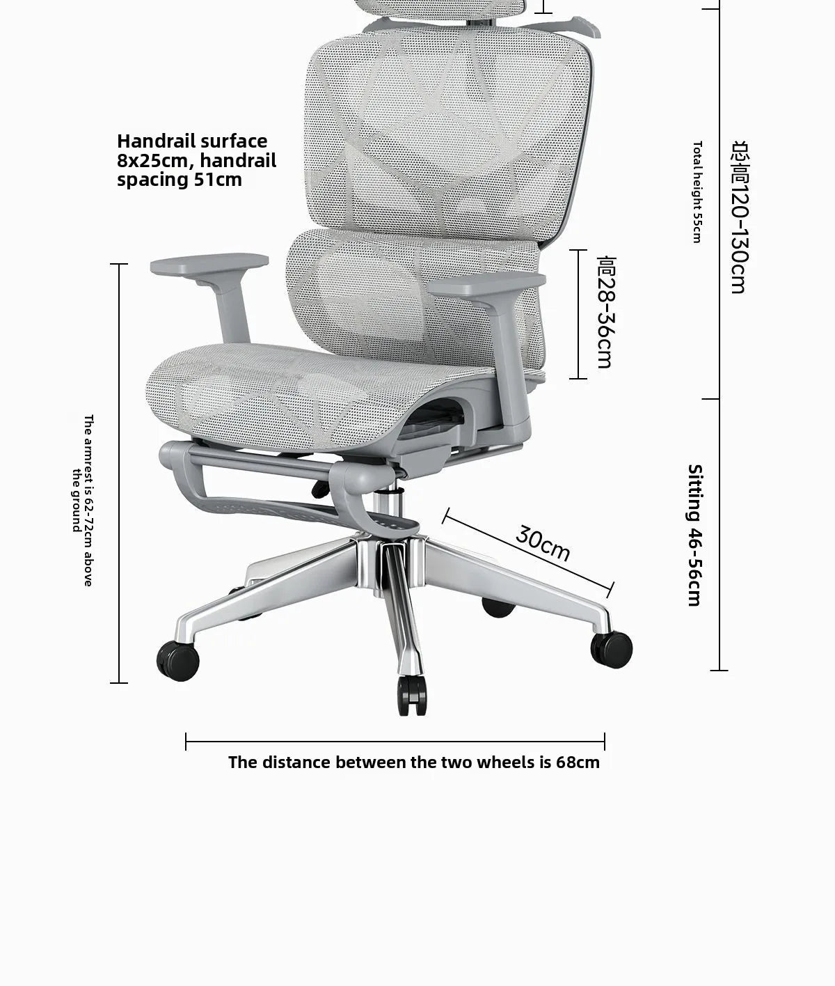 Sedia da ufficio ergonomica regolabile in mesh, sedia da scrivania per computer con schienale alto traspirante, supporto lombare 6D e poggiapiedi retrattile