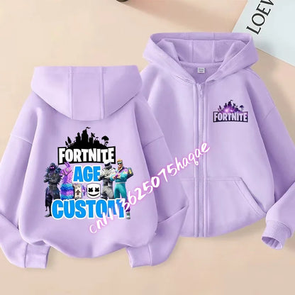 Giacca outdoor per bambini Cartoon FORTNITED per bambina e bambino, felpa cappotto, giacca a vento leggera di alta qualità, giacca autunnale con zip, abbigliamento top