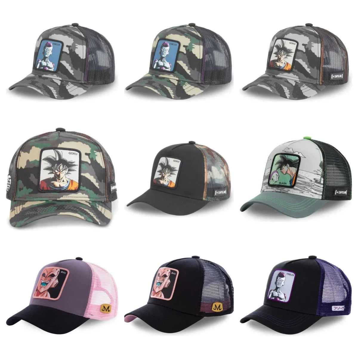 Dragon Ball Buu Goku-kasket – sommerrejse-kasket med skygge til mænd, broderet, hiphop-stil, solskærm, justerbar trucker-meshkasket