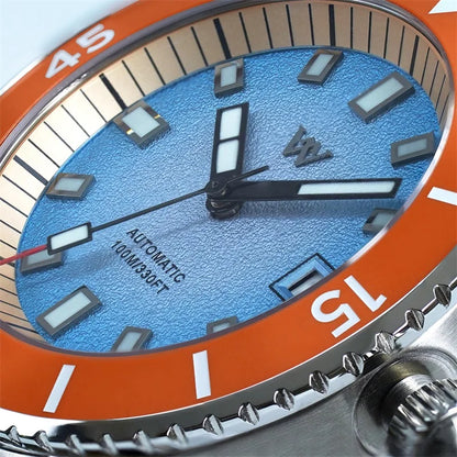 WM Watch Automatic Mechanical Diver Watches Men Sparkle Grain Gradient Dial Ceramic Bezel NH35 AR Coated Welly Merck Watch WM212