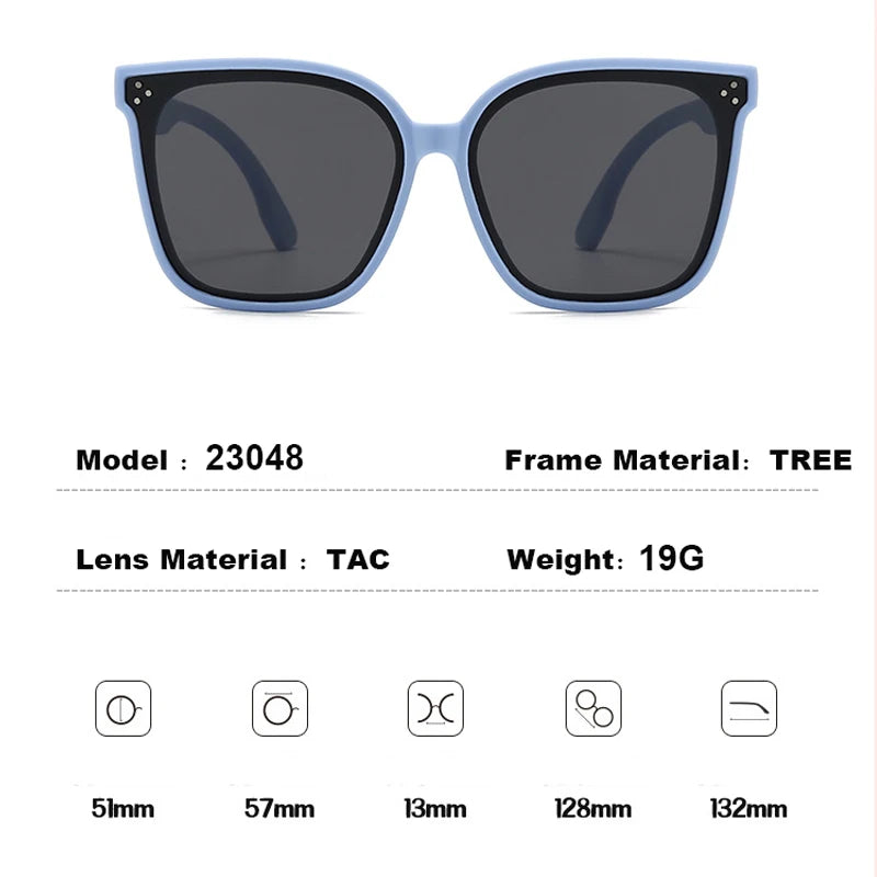 Children's Sunglasses Large Frame Fashionable Sunshade Anti-ultraviolet Silicone Polarized Children's Glasses 23048 23048