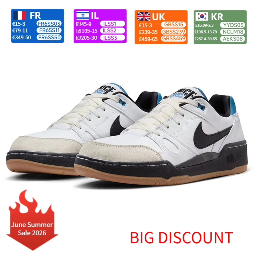 Nike Ful Force Low-Top skatesko til mænd, sort/hvid/blå, HJ7262-100