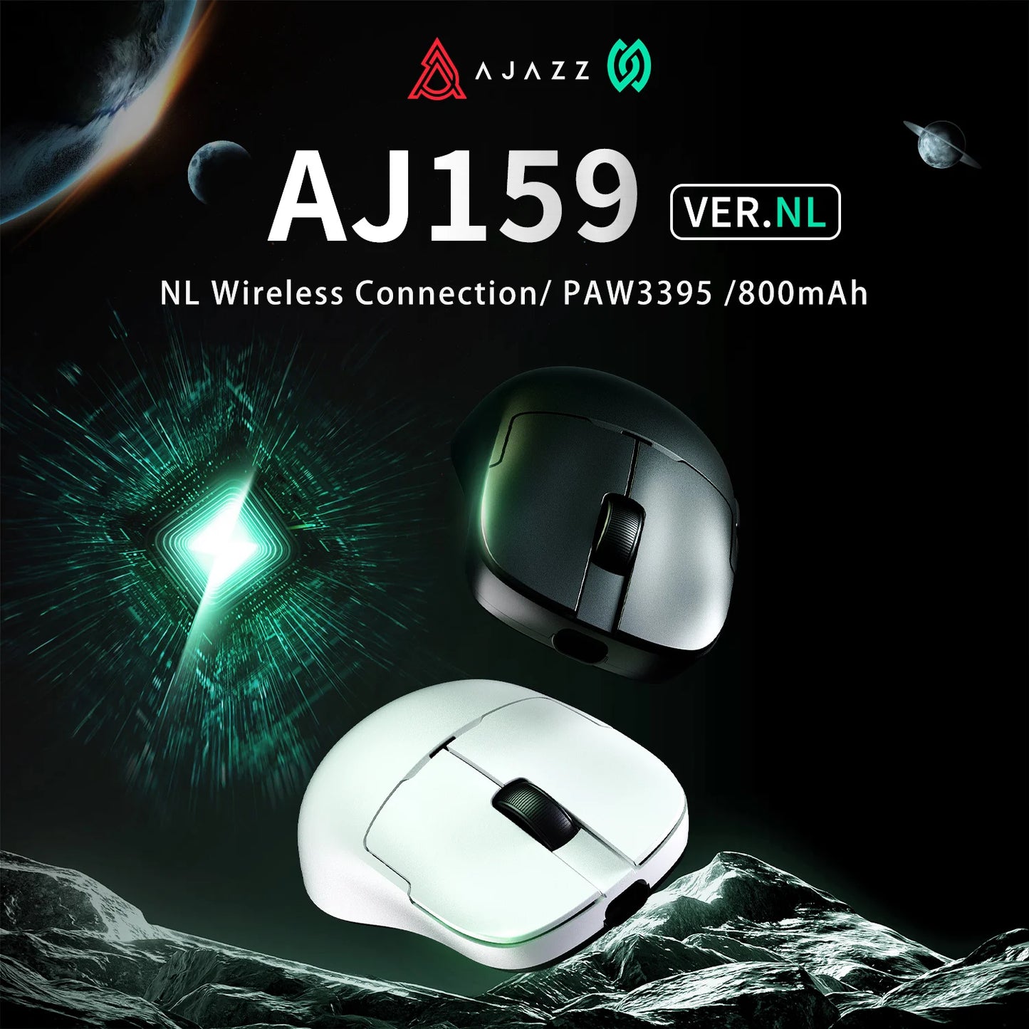 Ratón inalámbrico AJAZZ AJ159 NL 800mAh compatible con juegos y oficina PAW3395 1K Nearlink BT, ratón inalámbrico para portátil, regalo AJAZZ AJ1