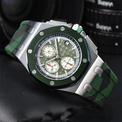 Men's Chronograph Sport Watch Date Display Luxury Chronograph Wristwatch Sport & Business Casual Watch with Rubber Strap