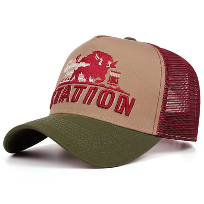 Hot Sale Unisex Baseball Cap Classic STATION Letter Pattern Mesh Cap Men And Women Breathable Streetwear Summer Trucker Hat