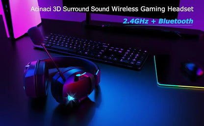Cuffie da gaming con microfono rimovibile con cancellazione del rumore – Cuffie da gaming wireless a 3 modalità Bluetooth 5.3, 2.4G USB e cablate 3.5mm con driver da 50mm