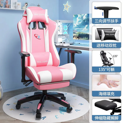 Silla gaming Silla de ordenador Asiento reclinable cómodo Juego LIVE Residencia estudiantil hogar Ergonomía para sedentarismo