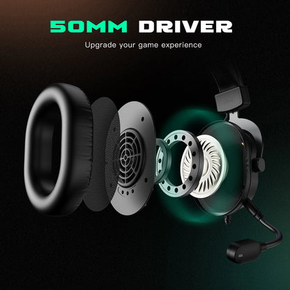 FIFINE RGB-Gaming-Headset mit Mikrofon – kabelgebundene Over-Ear-Kopfhörer mit 7.1 Surround Sound für PC, PS4 & PS5 mit 3 EQ-Modi