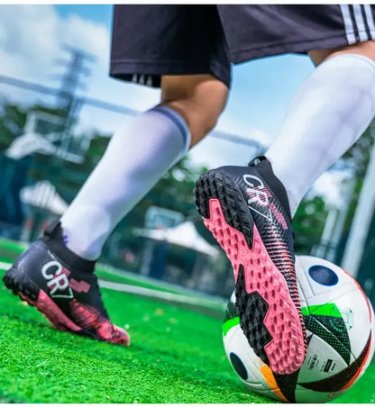 Scarpe da calcio per bambini antiurto sulla punta, chiusura con lacci, tacchetti corti antiscivolo, resistenti all’usura e traspiranti, per partite su erba all’aperto