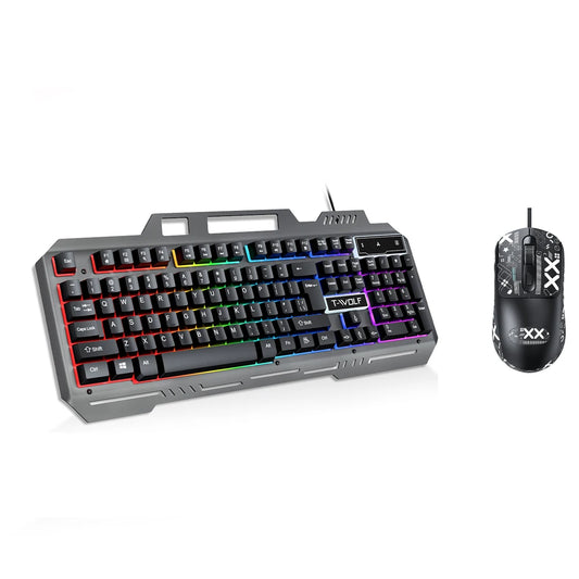 104Keys Gaming Keyboard and Mouse Combo with RGB Backlit,All-Metal Panel Waterproof Light Up,USB Wired Computer Keyboards Gaming