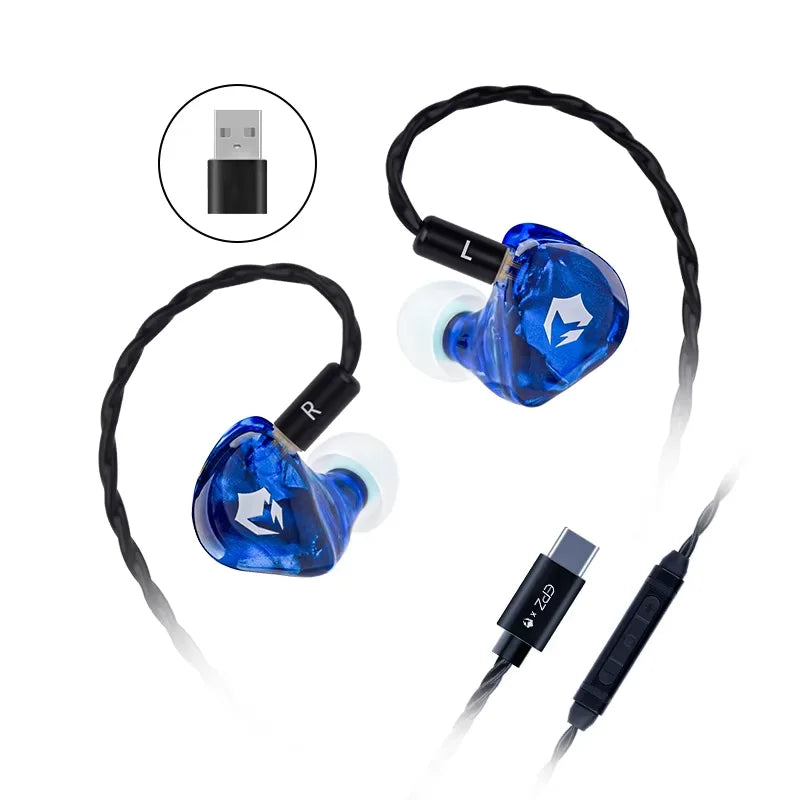 Auriculares gaming HiFi con cable EPZ G10 – Monitores intraaurales Type-C y 3.5mm con DAC, aislamiento de ruido, cable desmontable y micrófono