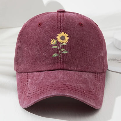 Baseballkasket med retro solsikkemønster (Dad Hat), velegnet til udendørs sport, fiskeri og camping, vandrekasket