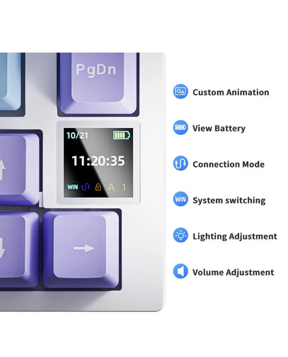 AJAZZ AK820 Tastiera meccanica layout compatto 70%/illuminazione RGB/switch hot-swappable, con connessione cablata, wireless e Bluetooth