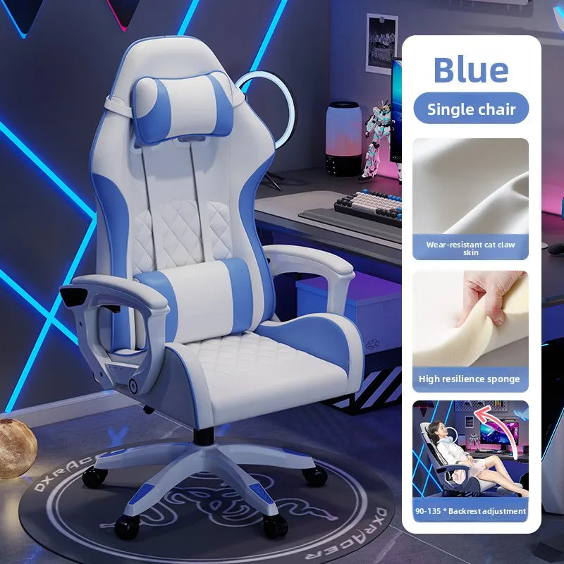 Silla gaming masculina para e-sports, cómoda para estar sentado durante períodos prolongados; silla de ordenador reclinable para momentos de ocio, con respaldo
