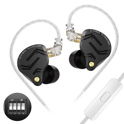 Auricolari IEM KZ ZS12 PRO X con tecnologia ibrida dinamica e armatura bilanciata, upgrade HiFi bassi, cuffie in-ear con cavo tuning