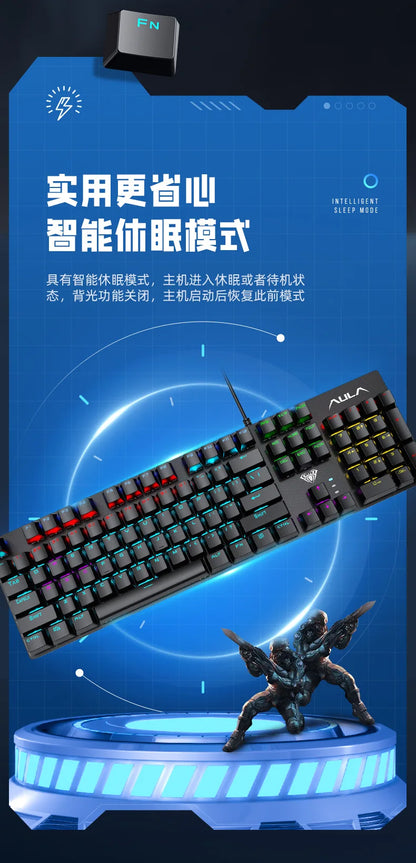 Wired Mechanical keyboard Gamer USB Keyboards gaming Backlit Musical 100% Computer 104 keys keyborad Ergonomic Pc key board